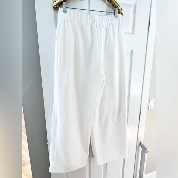 Halara High Waisted Pocket Wide Leg Fleece Casual Pants Sweatpants White - Picture 3 of 9
